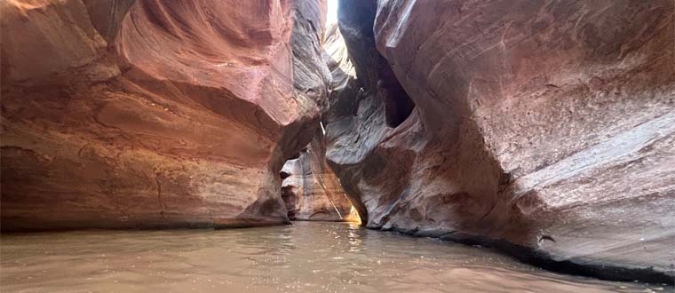 Wet water section for Swimming in Fry Canyon Slot Canyon